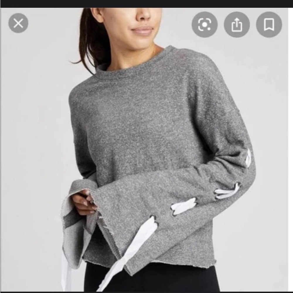 SoulCycle Gray Sweatshirt with Lace-Up Details